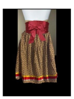 Womens SOCK Monkey A-Line Skirt with Red & Yellow Trim size M/large